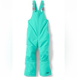 Lands End Kids Iron Knee Insulated Waterproof Winter Snow Bib Overalls Aqua Mint